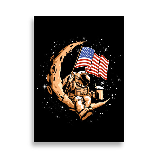 Poster - Astronaut Moon USA Flag [NV005]