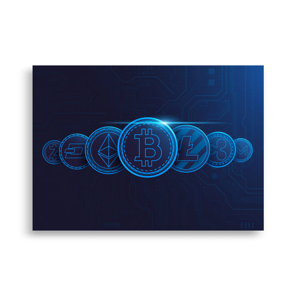 Poster - Crypto Coins Blue [NV068]